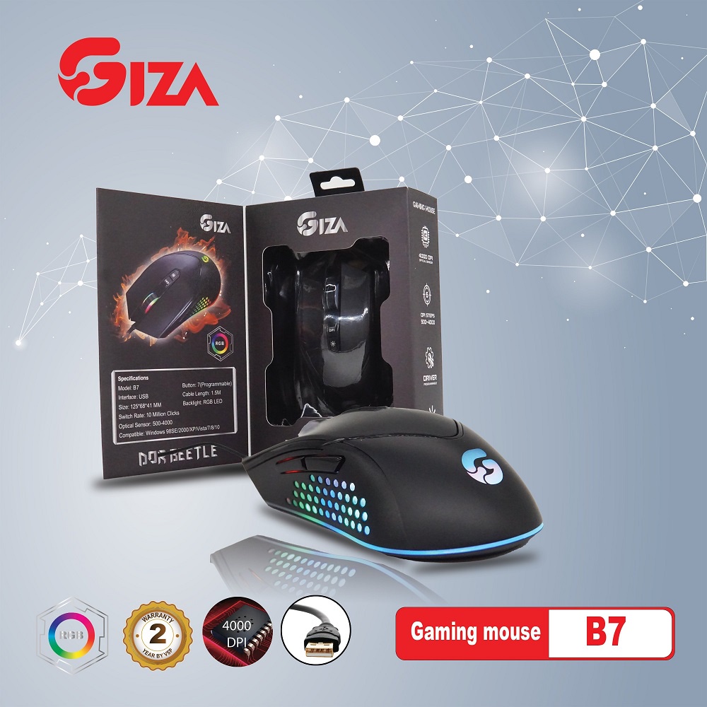 Chuột máy tính GIZA B7 Gaming (4000 DPI) - HT - HÀNG CHÍNH HÃNG