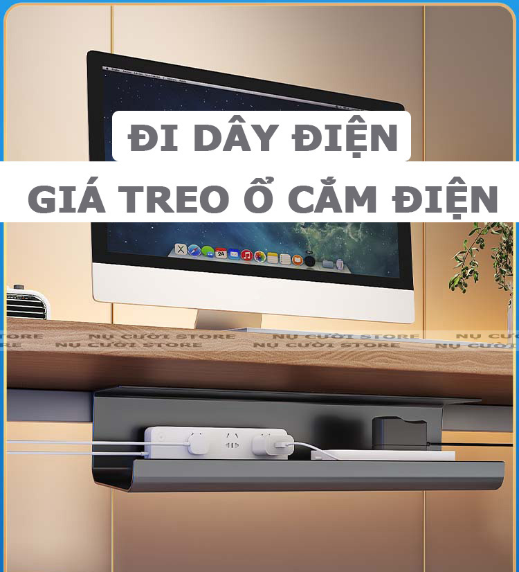 Giá Treo Ổ Cắm Điện; Kẹp Đỡ Dây Điện Gọn Gàng; Kệ Để Ổ Điện Dưới Bàn Làm Việc; Khay Đi Dây Kẹp Bàn