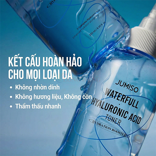 Nước hoa hồng cấp ẩm Jumiso Waterfull Hyaluronic Acid Toner (250ml) - Hàng chính hãng