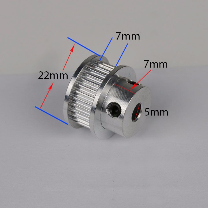 Buly, Puly, Pulley Trục 5mm - 30 Răng, sử dụng với dây đai 2GT-6mm