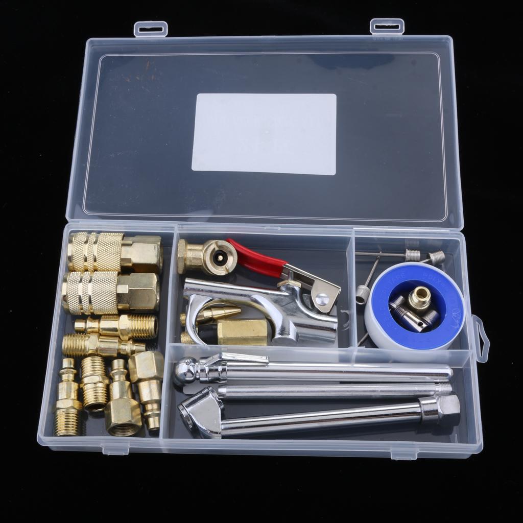 Air Tool Connector Accessories Kit Blow Gun Thread Tape Tyre Inflator Gauge