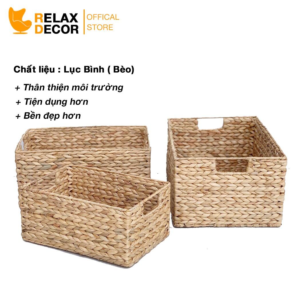 Giỏ Lục Bình Hình Chữ Nhật Size S/M/L Đựng Đồ, Trang Trí Decor Hàng Xuất Khẩu