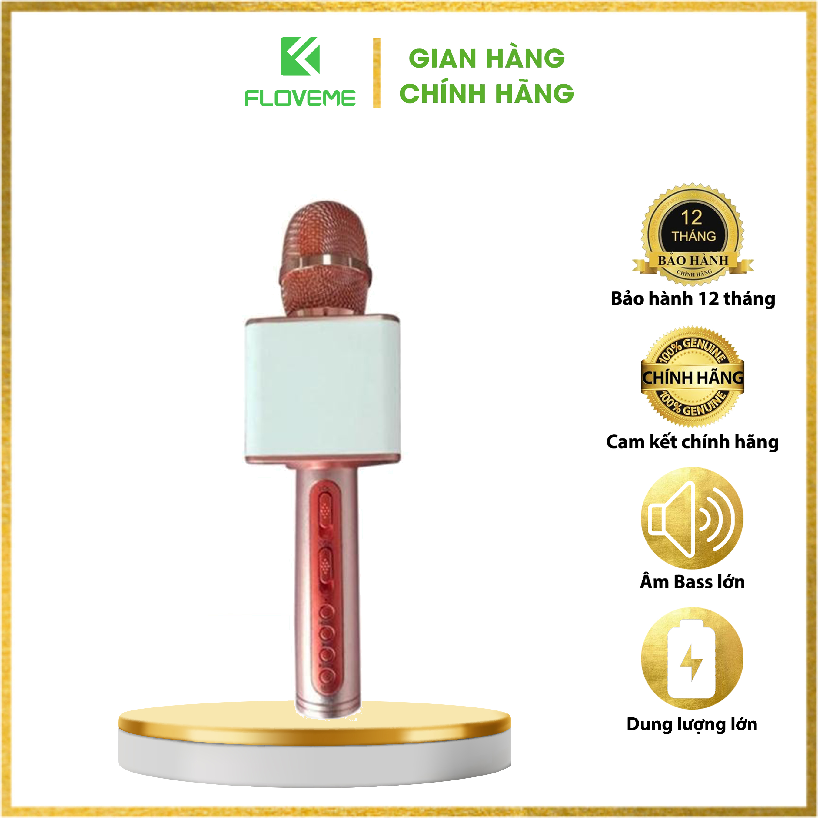 Micro Karaoke Bluetooth Floveme - SD08 Cấm Tay, Kết nối không dây, Âm thanh chân thật, loa to, bass chuẩn, pin 2600mah - Hàng chính hãng