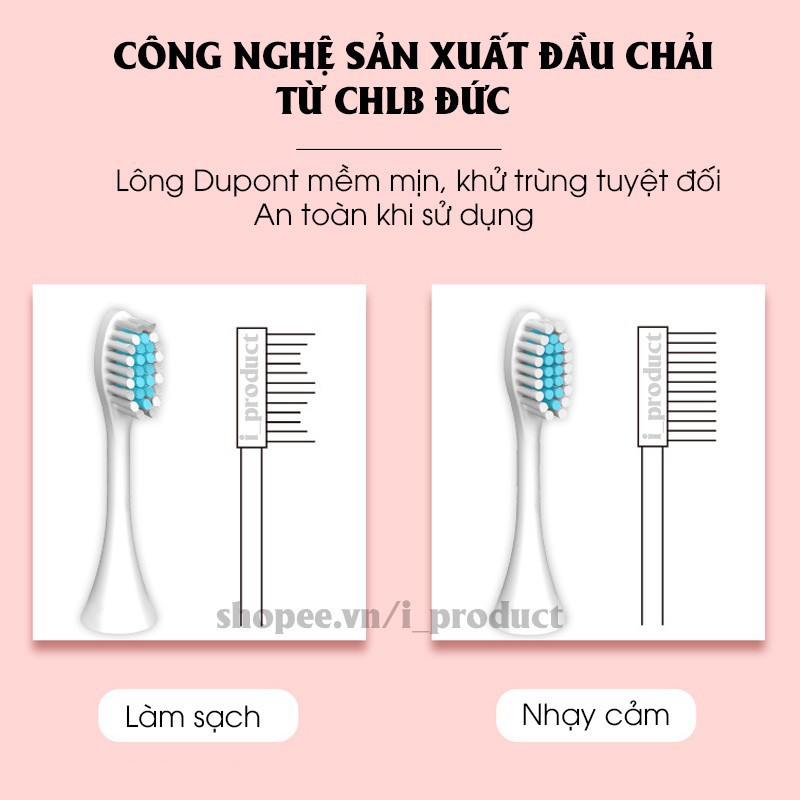 Bàn Chải Đánh Răng Điện Sonic X7 Cao Cấp Tẩy Trắng Răng Máy Đánh Răng Lông Mềm Cho Bé Tặng Đầu Chải