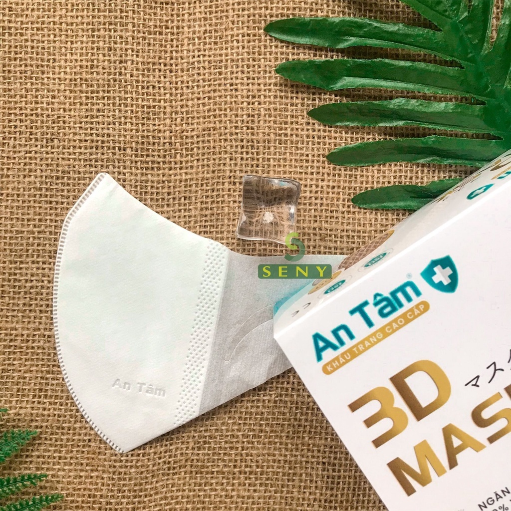 Khẩu trang 3d mask kháng khuẩn ngăn bụi mịn dây đeo mềm mại dễ thở hộp 50 cái chính hãng An Tâm_AT3D50O