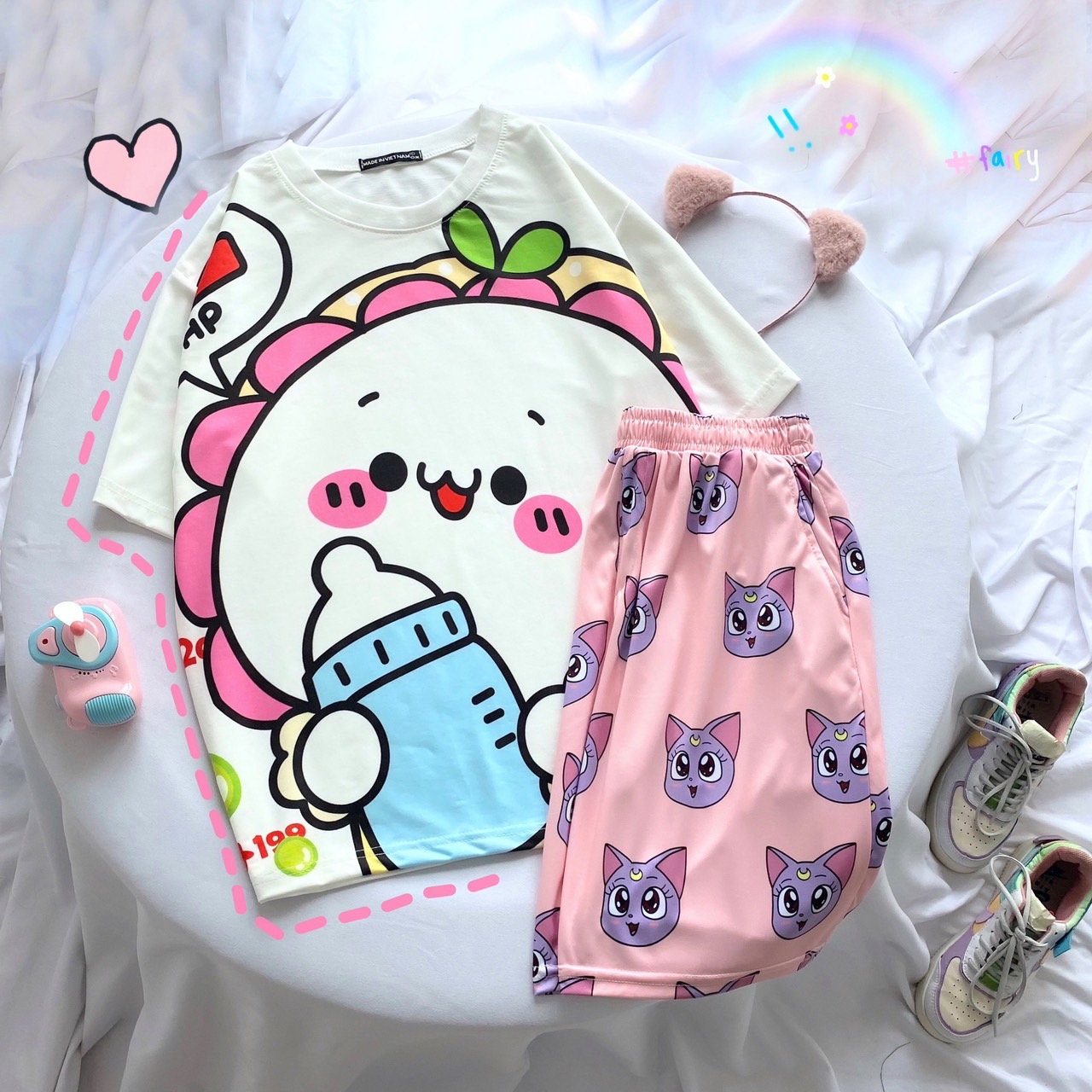 Quần Short Cartoon Unisex, Quần Đùi Hoạt Hình Loang Màu Phiên Bản Mới - MM