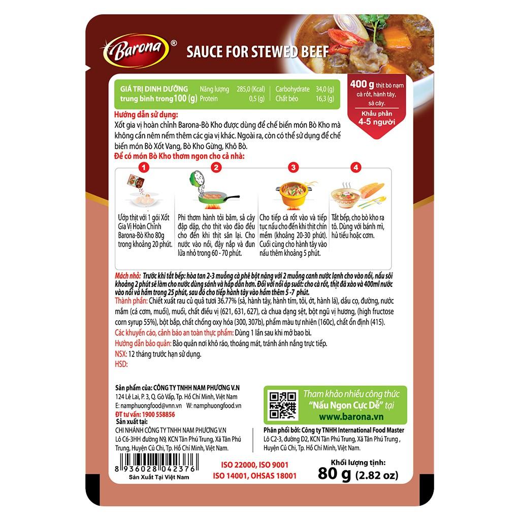 Xốt Gia Vị Hoàn Chỉnh Barona - Bò Kho 80g