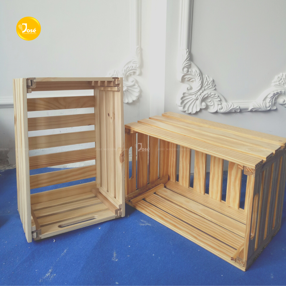 Hộp Gỗ Lưu Trữ Lắp Ráp, Thùng Đựng Đồ Chơi Cho Bé, Thùng Gỗ Pallet Decor Đa Năng, Hộp Gỗ Gập Gọn Size Lớn 50x30x22cm