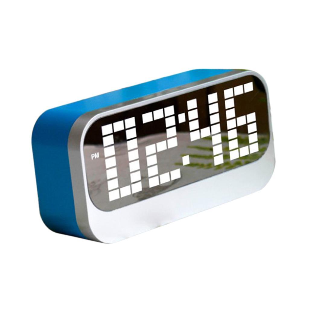 2Pcs LED Desk Alarm Clock - Time Snooze Mirror Temp Calendar Night Mode