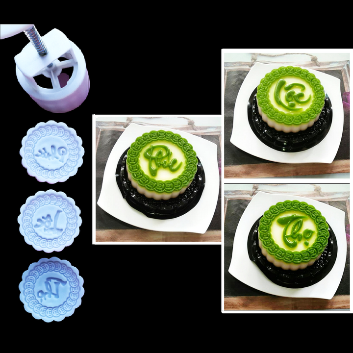 Khuôn trung thu lò xo, khuôn ép xôi 3 mặt hình tròn Phúc Lộc Thọ loại 300 gram – Mã số 1148