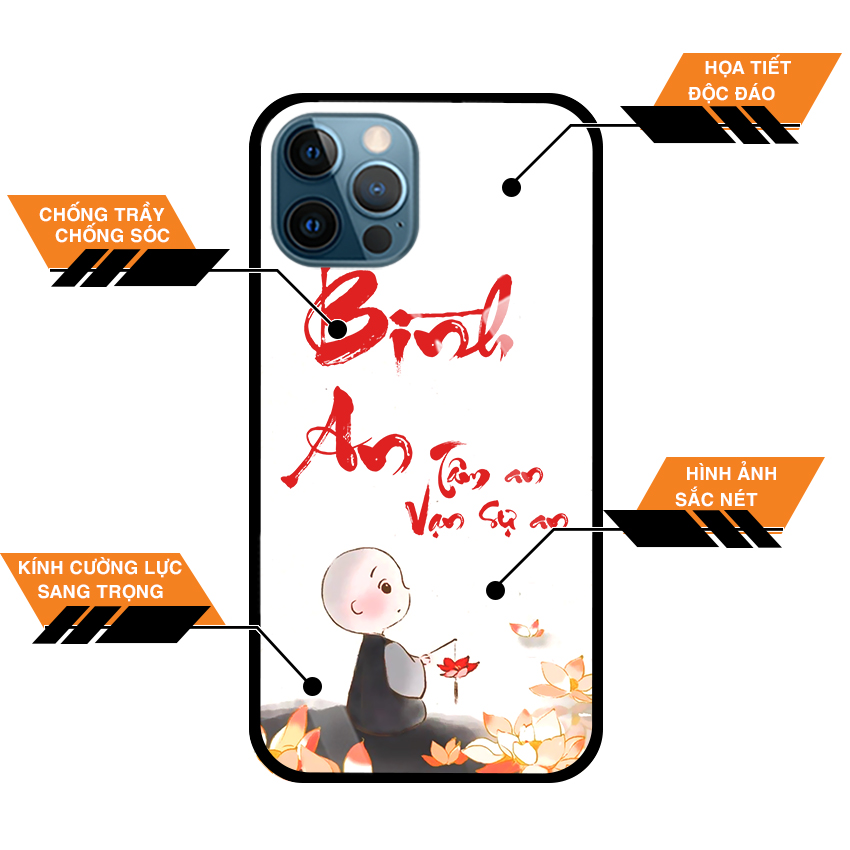 Ốp Lưng Kính Cượng Lực Cho Điện Thoại IPHONE 12 PRO MAX - 7933 BINHAN01 - Hàng Chính Hãng