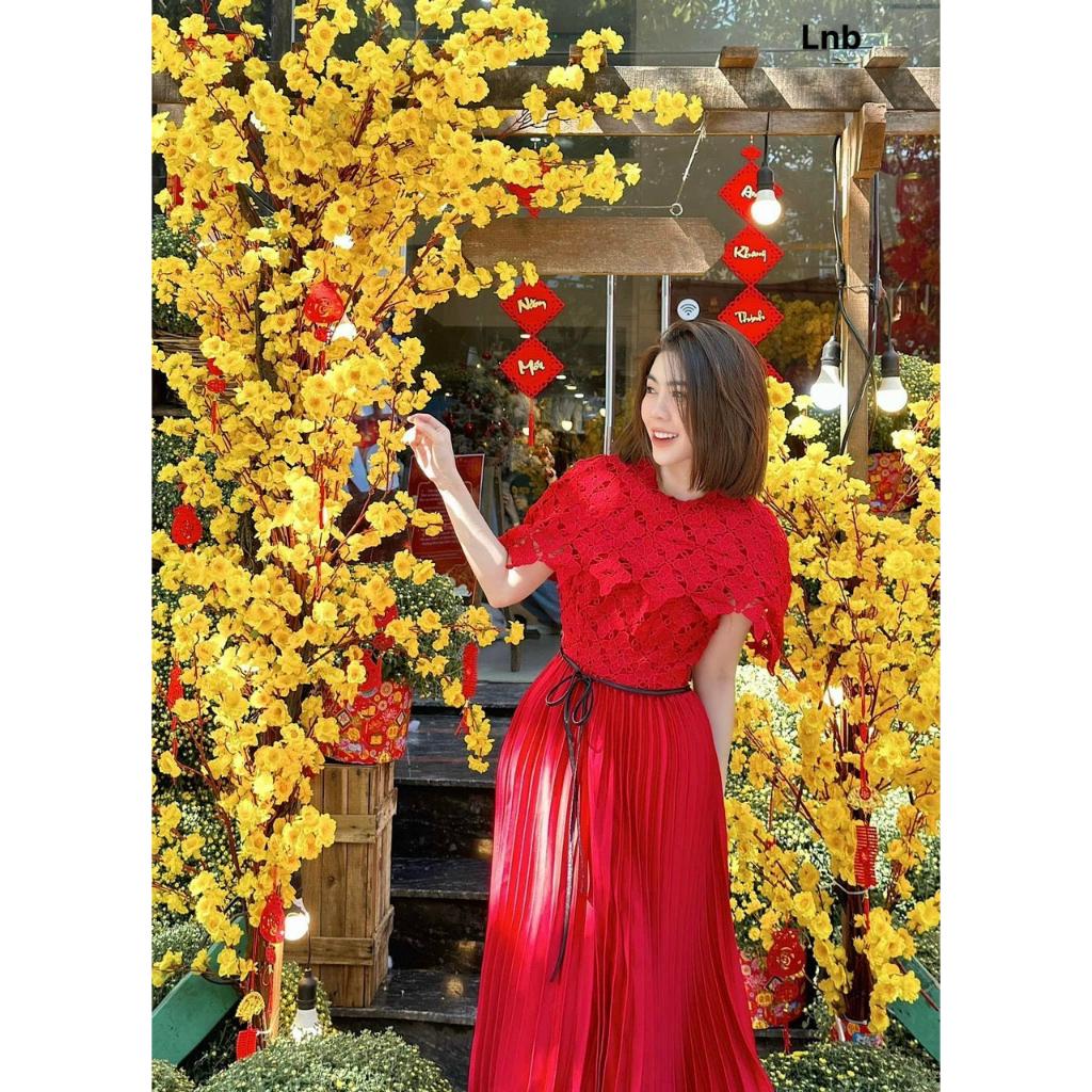 Váy Tết Nữ 2023 Lana Dress Màu Đỏ May Mắn - Đầm Tết Nữ Thiết Kế Sang Trọng Tài Lộc
