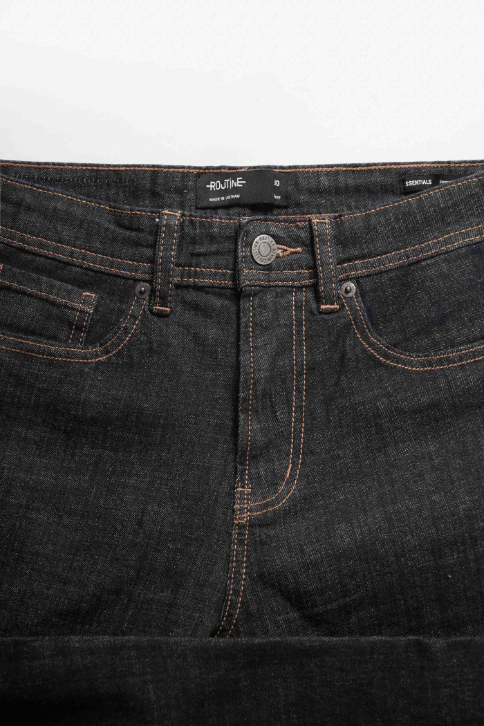 ROUTINE - Quần jeans tiêu navy xanh đậm chỉ nổi màu vàng form slimfit - 10F20DPA103CR2 | LASTORE MENSWEAR