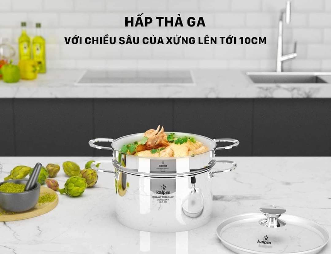 Xửng hấp Inox 304 thông minh Kalpen SSK-20, SSK-24, SSK-28. Hàng nhập khẩu chính hãng