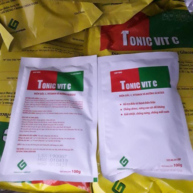 Tonic vit C gói 100g. Chống nóng, giải nhiệt. Cung cấp vitamin C và chất điện giải gia súc gia cầm