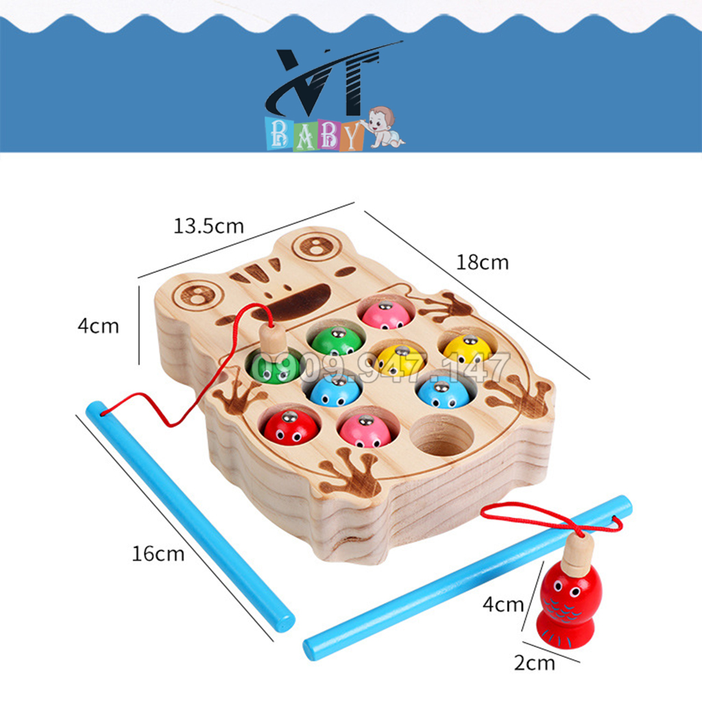 Đồ Chơi Câu Cá Gỗ Hình Ếch Cao Cấp