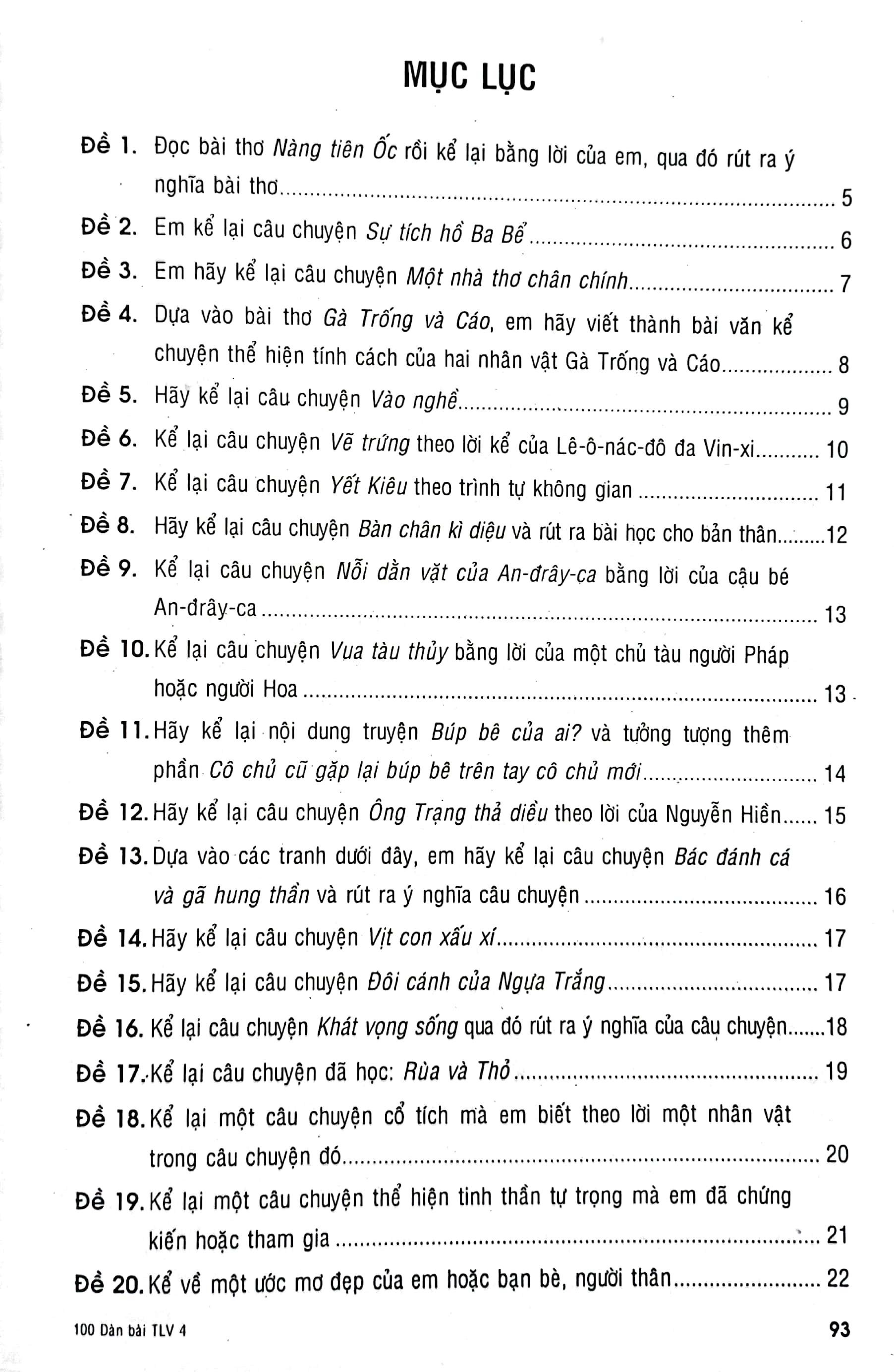 100 Dàn Bài Chi Tiết Tập Làm Văn 4