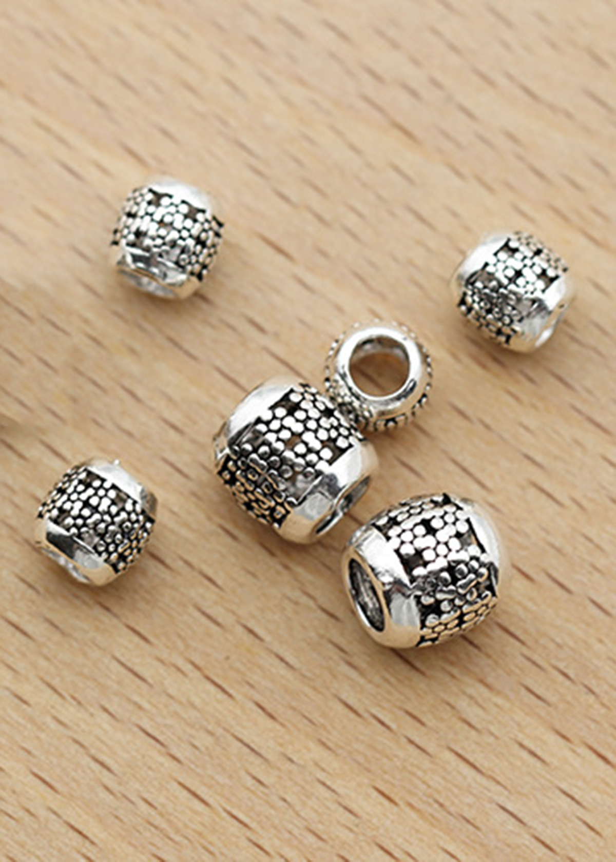 Combo charm bạc chặn hạt họa tiết hoa văn - Ngọc Quý Gemstones