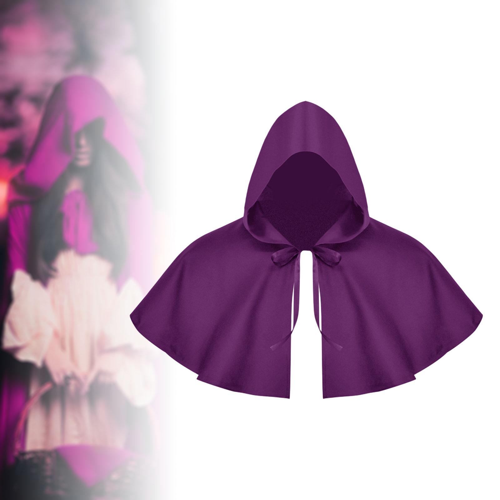 Halloween Cloak Hooded Poncho Lacing up Gothic Medieval Hooded Cloak Witch Cape for Fancy Dress Carnivals Cosplay Roles Play