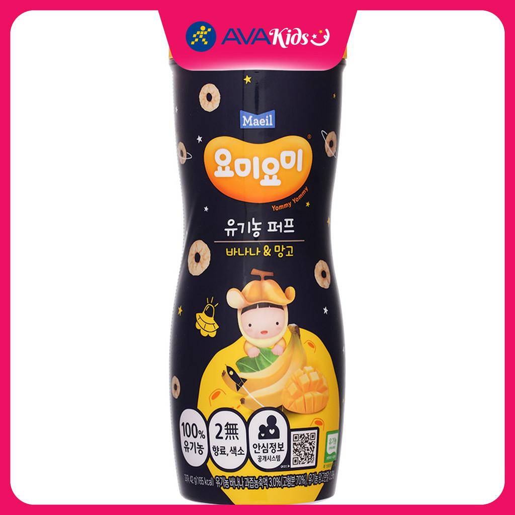 Bánh gạo ăn dặm Maeil Yommy Yommy vị chuối, xoài lon 42g (từ 1 tuổi) - Hàng Chính Hãng