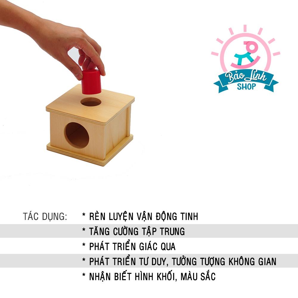 Đồ chơi cho bé 12 tháng tuổi - Hộp thả khối trụ tròn - Giáo cụ Montessori 0-3