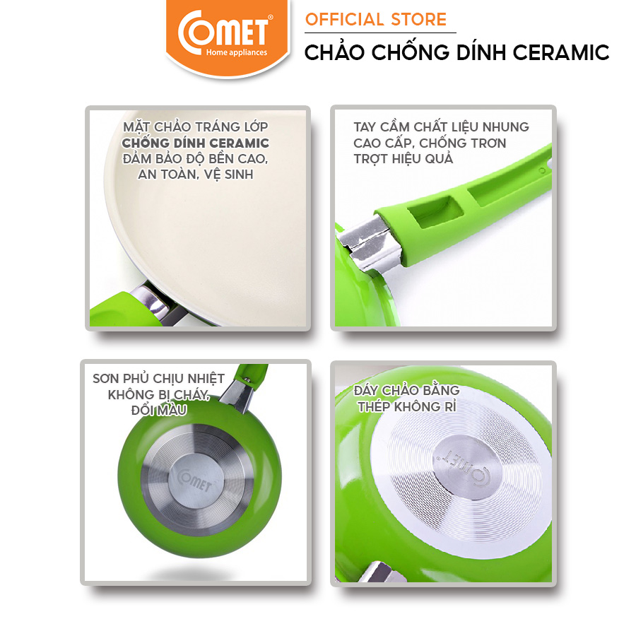 Chảo chống dính Comet Ceramic CH11-18 (Giao màu ngẫu nhiên)