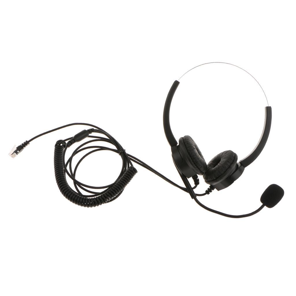 Hands-free Call Center Noise Cancelling Binaural Headset with RJ9 Plug & Mic
