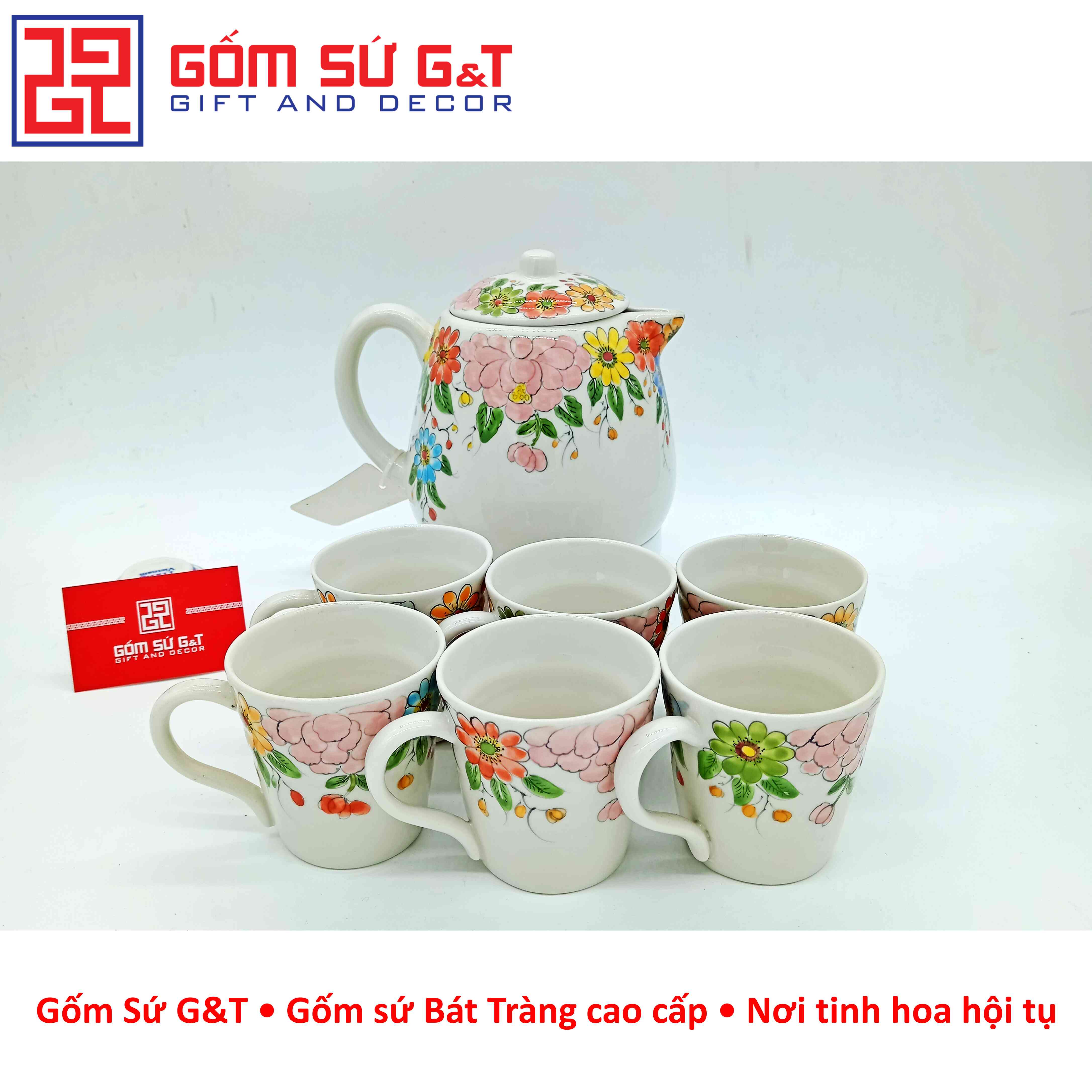 Bộ tích trà vẽ ngàn hoa Gốm Sứ G&amp;T