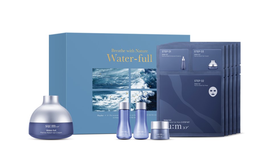 Bộ Kem dưỡng ẩm cấp nước su:m37 Water-full Marine Relief Gel Cream 120ml set