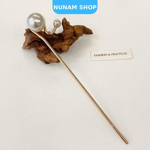 Trâm cài tóc kim loại ngọc trai nhân tạo thiết kế sang trọng Hàn Quốc Nunam Shop