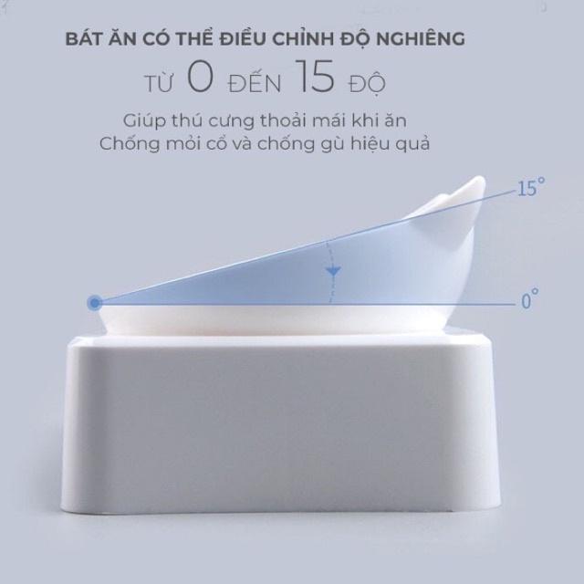 Bát ăn chống gù cho thú cưng kèm bình cấp nước tự động – Chén ăn và uống dễ thương cho chó mèo