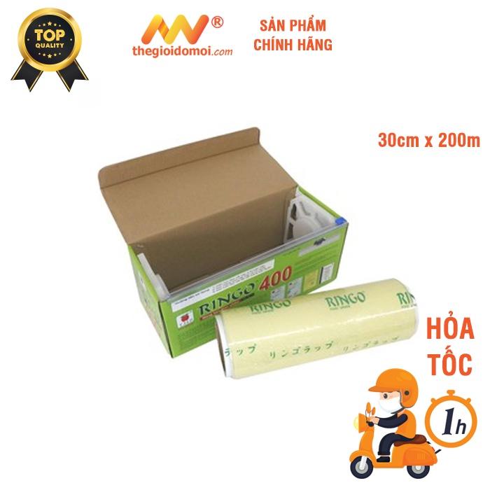 Màng bọc thực phẩm Ringo cuộn lớn R400 , cuộn bọc thực phẩm dai, co giãn, bám dính tốt