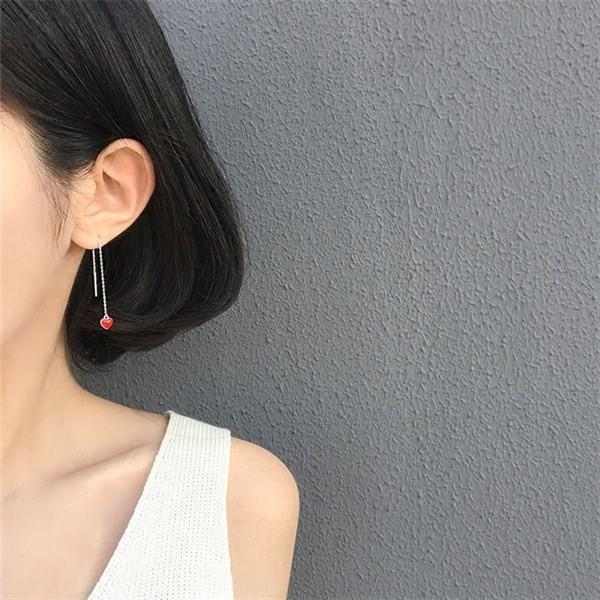 Bông tai thời trang Korea Style - dây trái tim đỏ