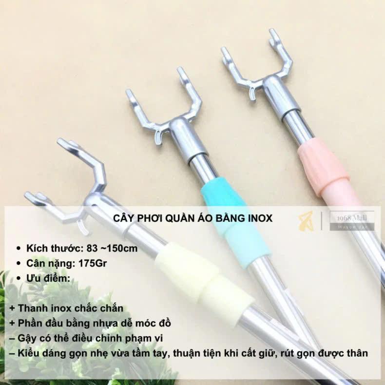Cây phơi quần áo, gậy lấy đồ, cây lấy quần áo trên cao bằng nhựa, inox rút gọn Kệ