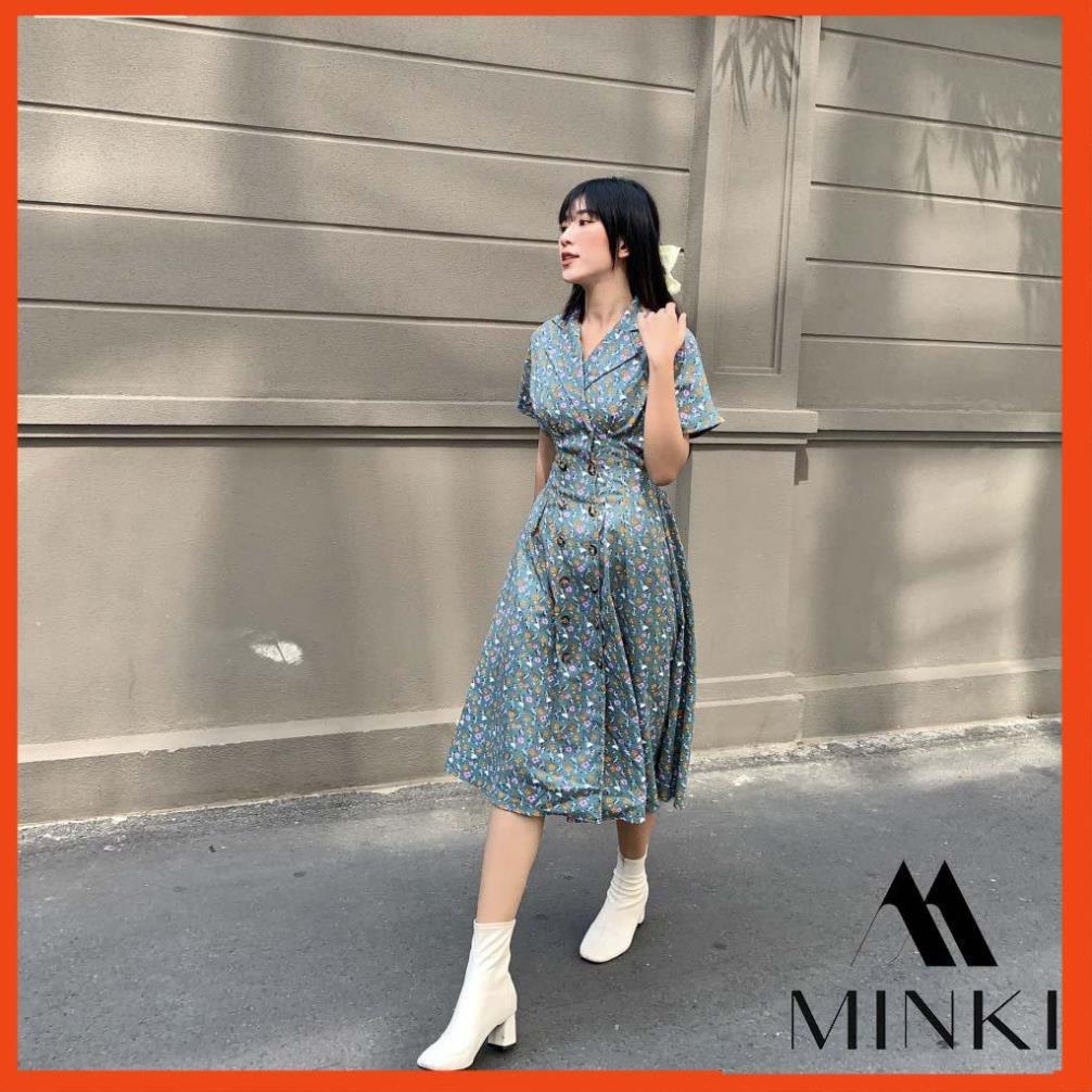 ĐẦM HOA NHÍ CỔ VEST - CHẤT LIỆU CHIFFON NHẬP KHẨU - HÀNG THIẾT KẾ - MÀU HOA XANH VÀ ĐỎ _HOT