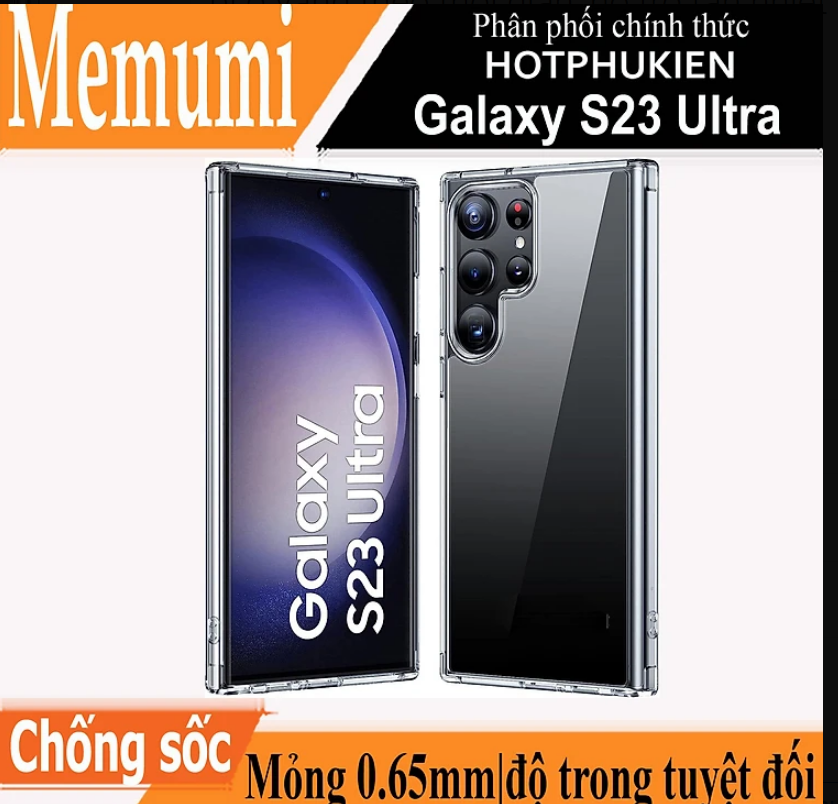 Ốp Lưng Siêu Mỏng 0.65Mmcho Samsung Galaxy S23 Ultra Hiệu Memumi Clear Case Thiết Kế Trong Suốt Với Độ Trong Tuyệt Đối, Không Bị Ố Vàng Theo Thời Gian, Hỗ Trợ Tản Nhiệt Siêu Tốt - Hàng Nhập Khẩu