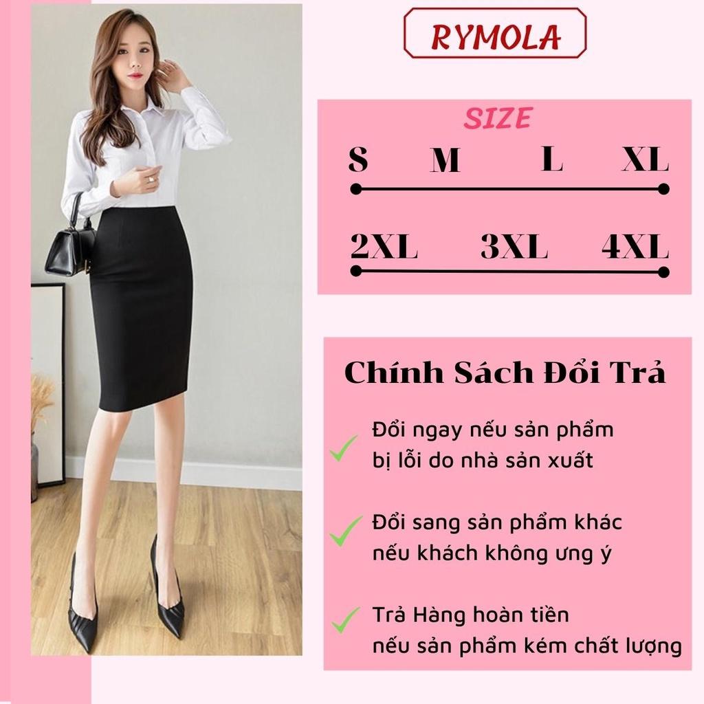 Chân Váy Công Sở Bút Chì Dài Tới Gối Màu Đen MOLA From Ôm Lưng Thun Cạp Cao Cá Tính Kiểu Vintage, Ulzzang Đẹp MCV002