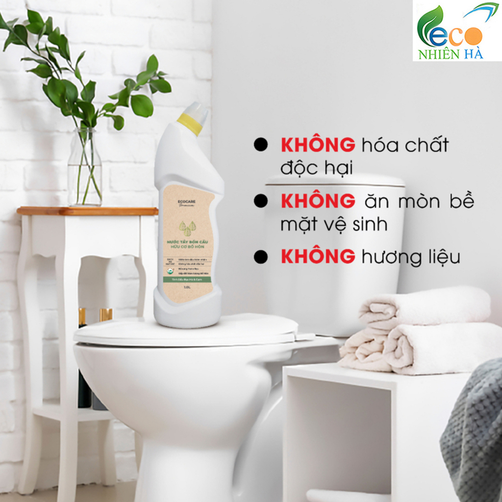 Nước tẩy bồn cầu ECOCARE PREMIUM 1L tinh dầu bạc hà cam tẩy rửa bồn cầu khử mùi hiệu quả