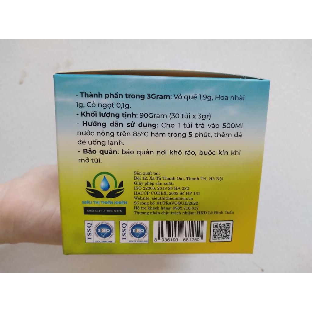 Trà Vỏ Quế hộp 30 Túi Lọc x 3Gram giúp chống cảm lạnh, đầy hơi, giảm mụn của Siêu Thị Thiên Nhiên