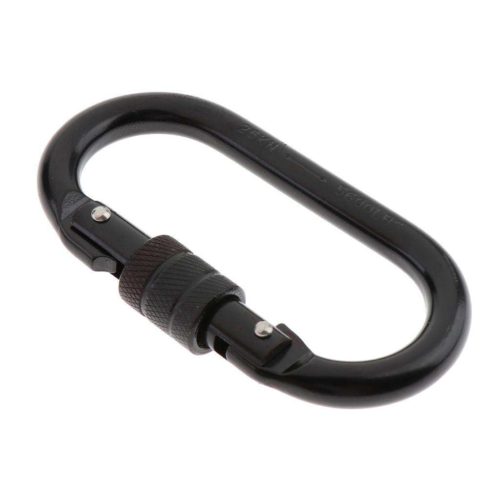 10 Pieces 25KN Screw Lock Oval Carabiner Rock Climbing Dog Clip Hammock Hook