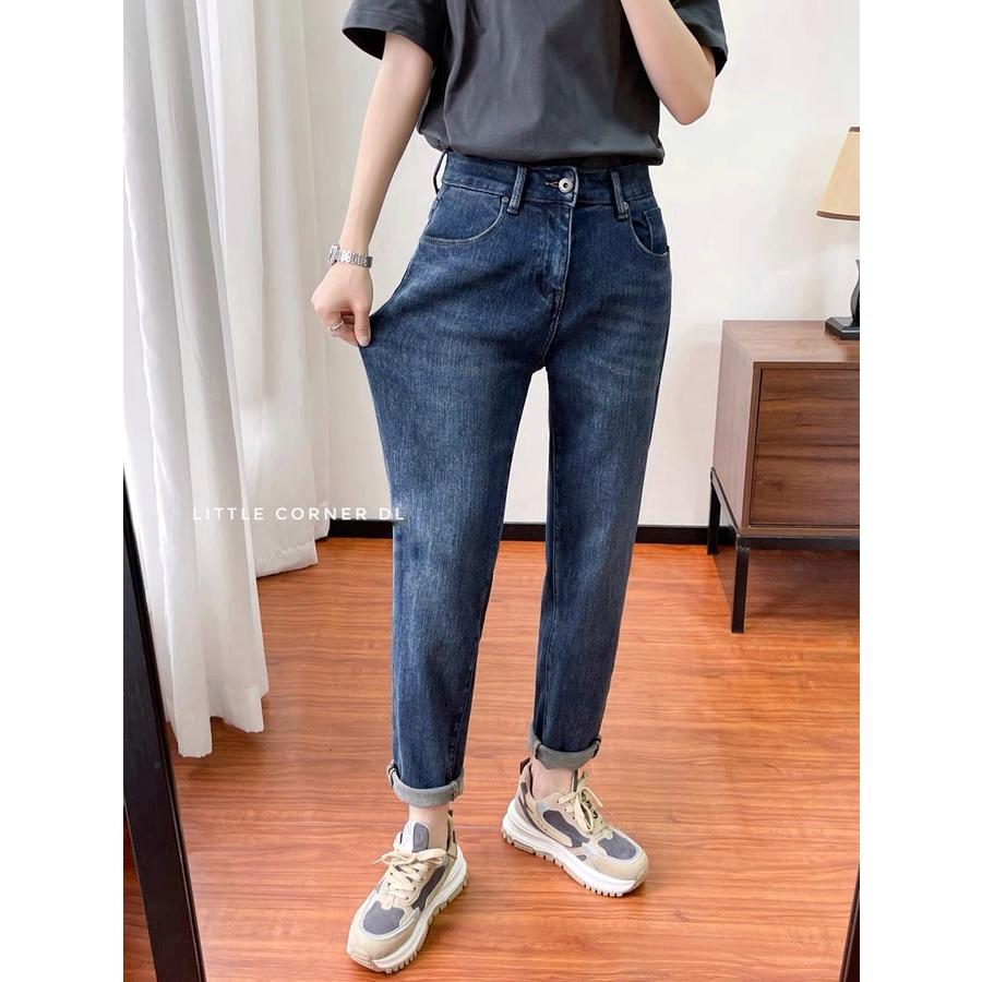 Quần bò nữ baggy co dãn BIGSIZE- Quần jean trơn che đùi có SIZE ĐẠI co dãn Hot trend quảng châu lưng cao hàng sẵn