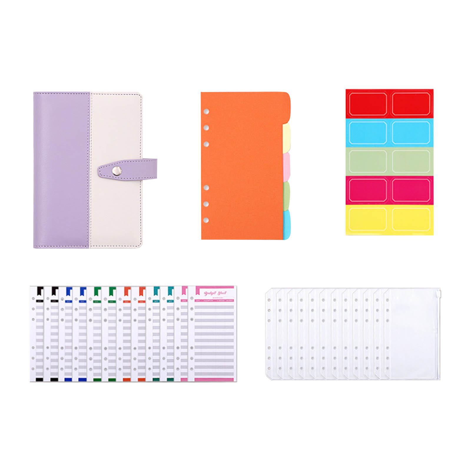 A6 Budget Binder with Zipper Bag for Budgeting, Money Organizer for Cash, Expense Budget Sheet with Label Sticker for 6 Ring Money Saving Binder