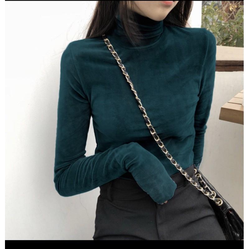 Áo nhung nữ cổ cao chất nhung mịn đủ size satsun