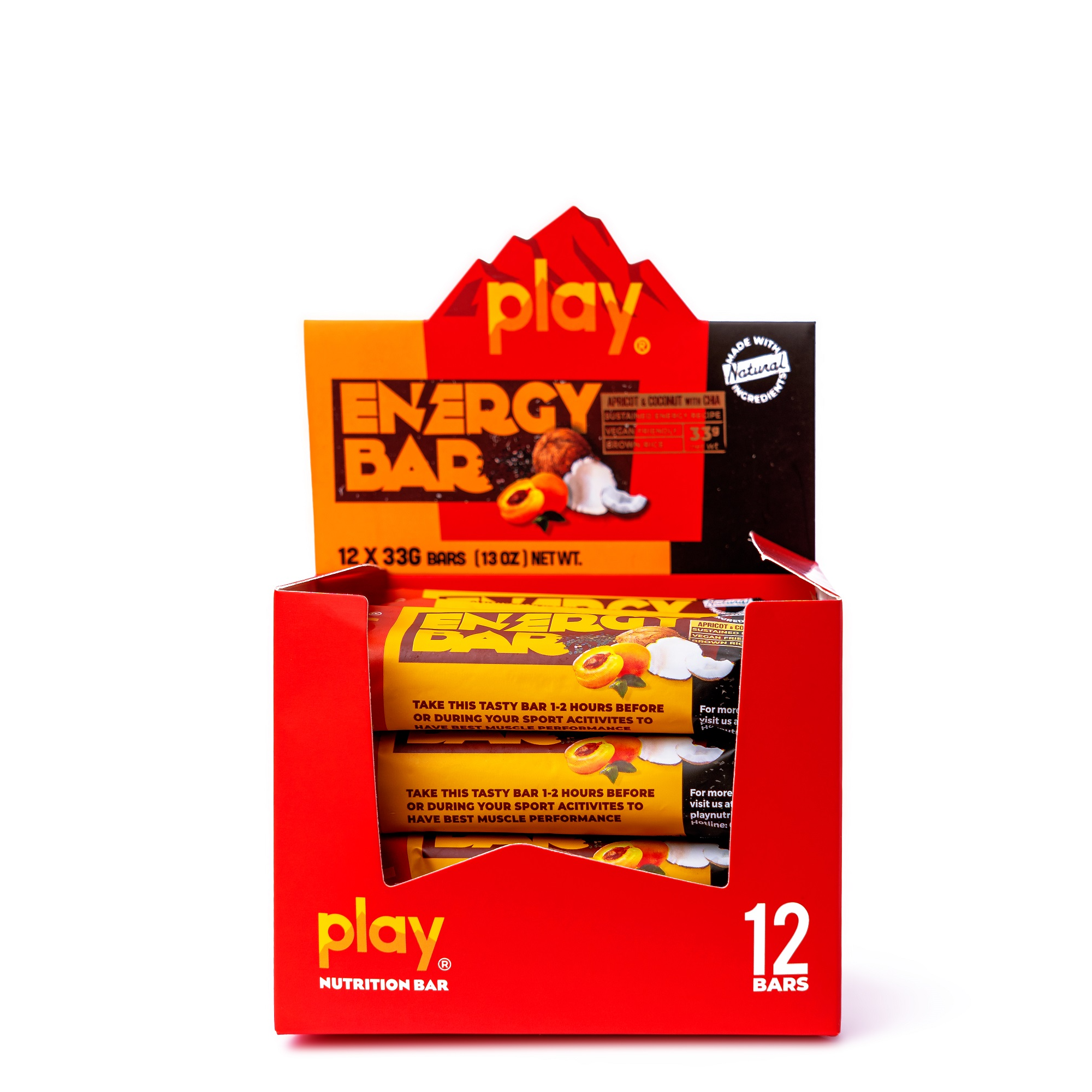 Hộp 12 Thanh Năng Lượng PLAY Vị Mơ Sấy Dừa Khô – PLAY Energy Bar Apricot &amp; Coconut