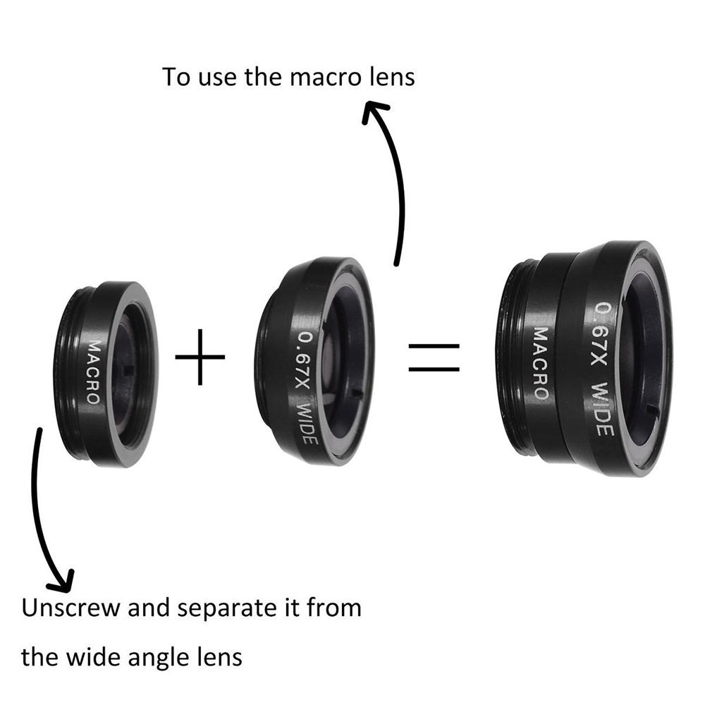 Ống kính điện thoại di động 10PCS 8X có thể tháo rời - kẹp đa năng Góc rộng + Mắt cá + Ống kính macro + Gậy chụp ảnh tự sướng - Màu trắng