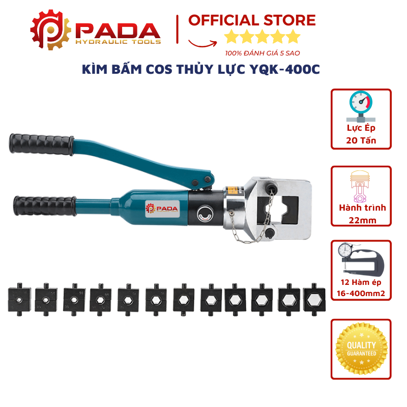 Kìm Bấm Cos Thủy Lực YQK-400C, Bảo hành 6 tháng