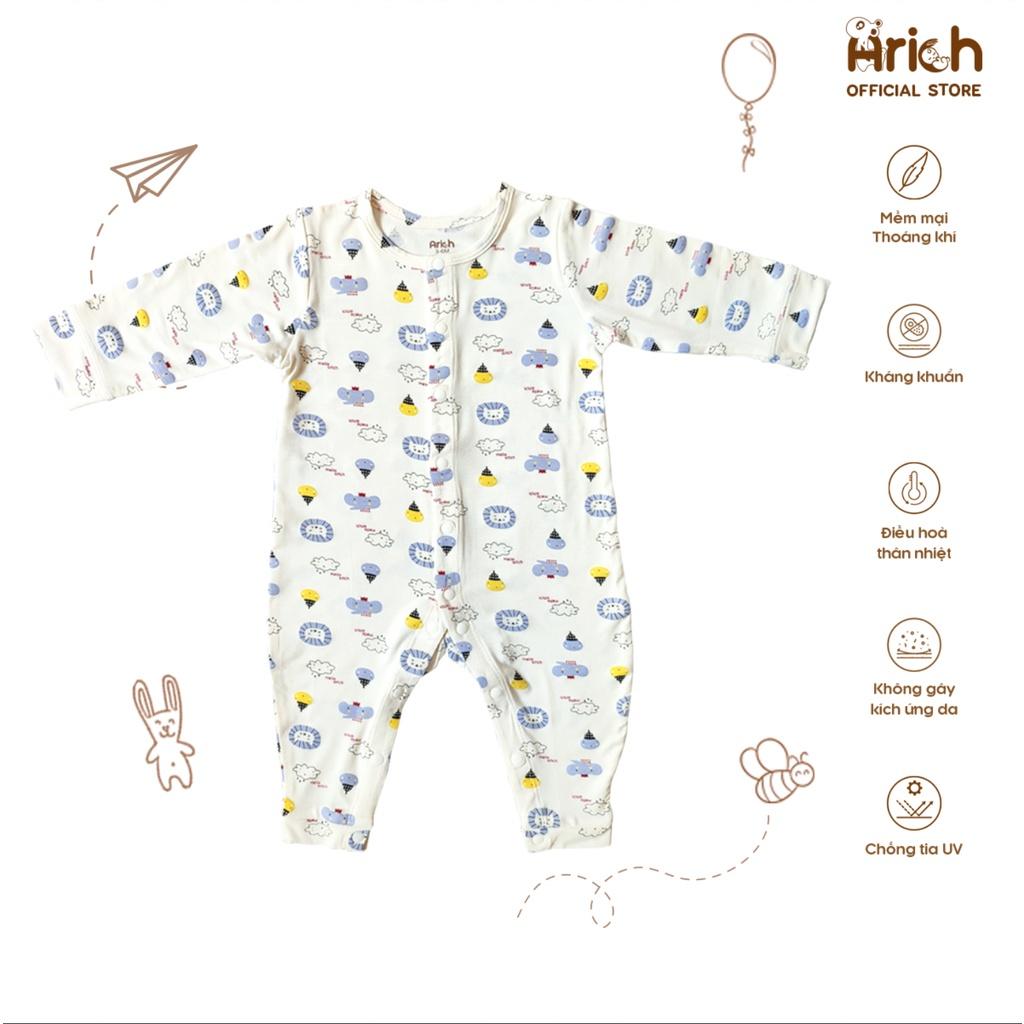 Bộ body dài tay Arich vải sợi tre (size từ newborn đến 9-12 tháng)