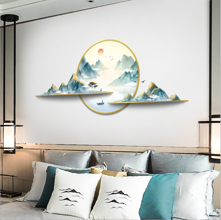 Decal dán tường tranh phong cảnh Sông núi 3D trang trí nhà cửa siêu đẹp, sáng tạo, sang trọng DKN147 (56 x 133 cm)