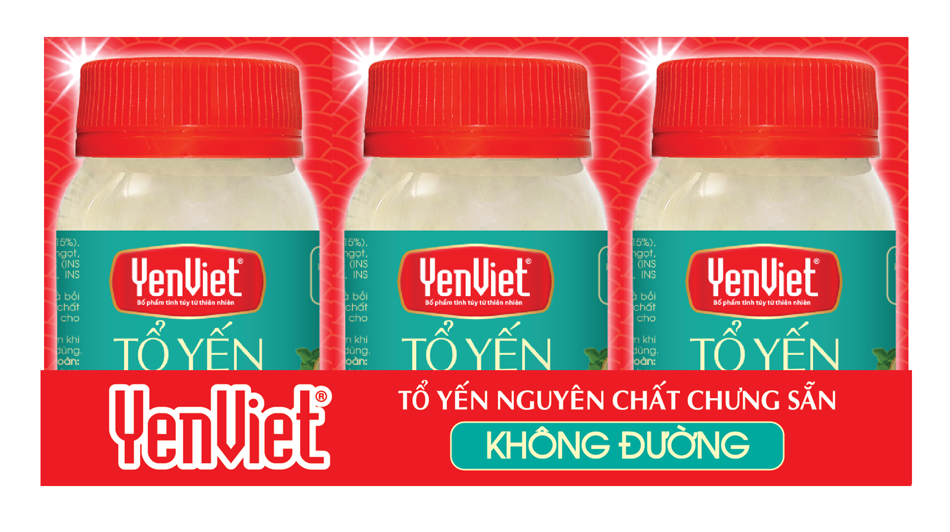 Khay 15% yến sào nguyên chất Yến Việt không đường - vị ngọt từ cỏ ngọt, phù hợp người ăn kiêng, tiểu đường, 6 lọx70ml
