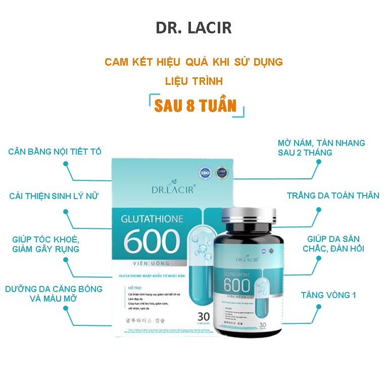 Combo 4 Hộp Viên Uống Glutathione Nhập Khẩu Nhật Bản Giúp Mờ Nám- Tàn Nhang, Tăng Vòng 1, Cân Bằng Nội Tiết Tố, Sinh Lý Nữ- Hàng Chính Hãng Dr Lacir